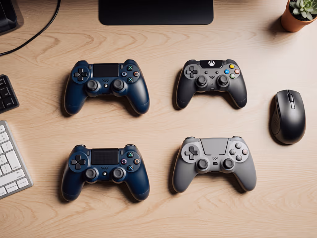 comparing_different_gaming_controllers_on_desk